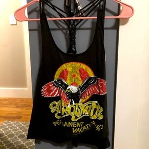 - Forever 21 Aerosmith Permanent Vacation 1987 concert tour tank top braid…